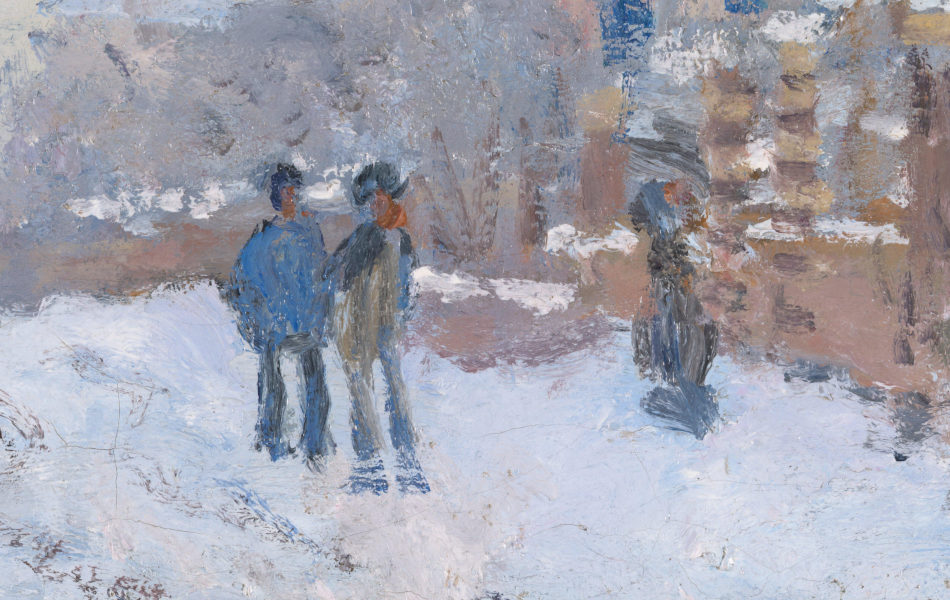 Figures integrated into landscape (Snow at Argenteuil)
